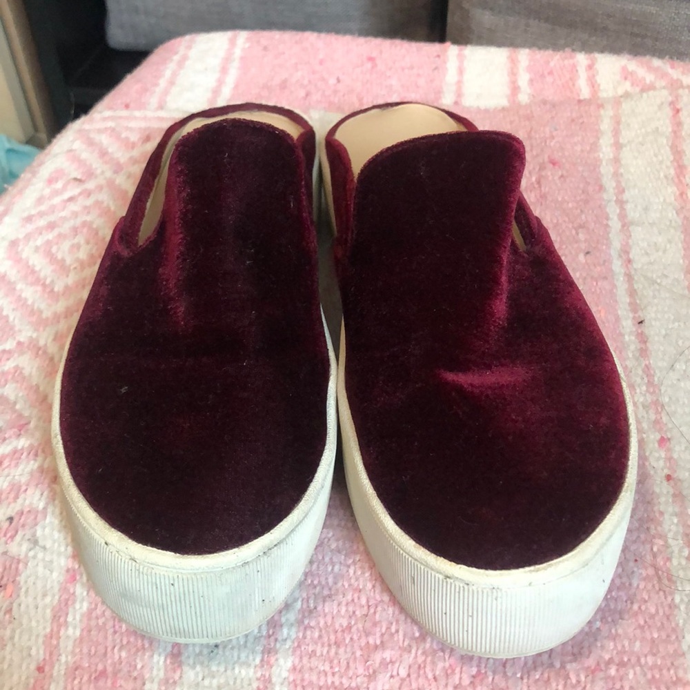 Velvet slip on platform mules